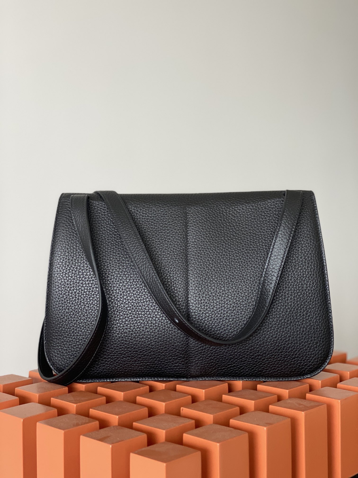 에르메스 투톤 할잔백31 블랙 은장 버클